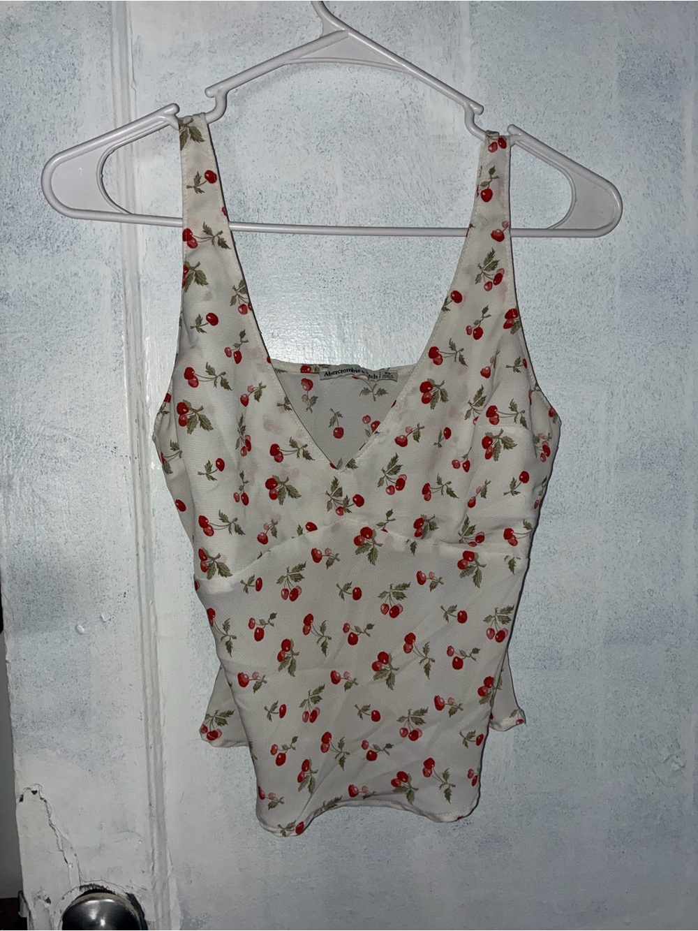 Abercrombie & Fitch White Cherry Print Tank